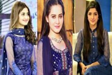 Pakistani Actresses Looking Beautiful In Blue Dress