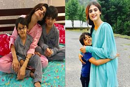 Hira Mani With Her Cute Sons Muzamil And Ibrahim