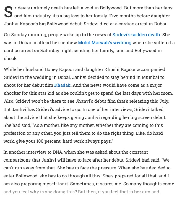 This Was Sridevi’s Last Advice to Daughter Janhvi Kapoor